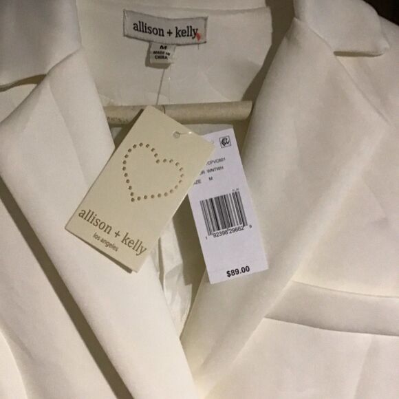 Ivory Feather Embellished Pearl Rhinestone Blazer Dress Women's Size M Wedding - Picture 3 of 7